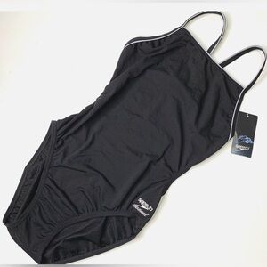 NEW Speedo Women's Swimsuit One Piece Endurance+ Thin Strap Black Gray - 14/40